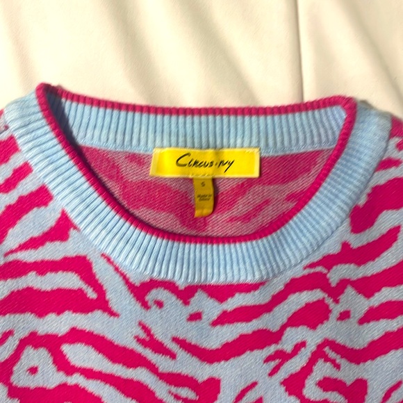 Circus Ivy Dusk Blue and Pink Zebra print sweater vest. - Picture 2 of 4